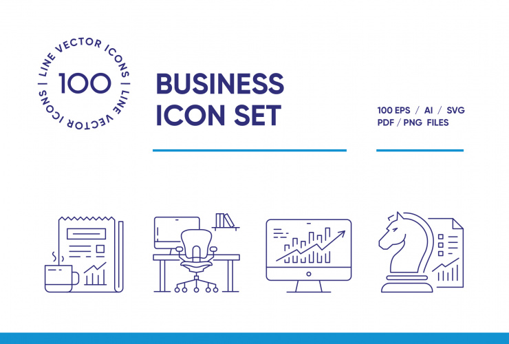 Modern Business – 100 Line Icons