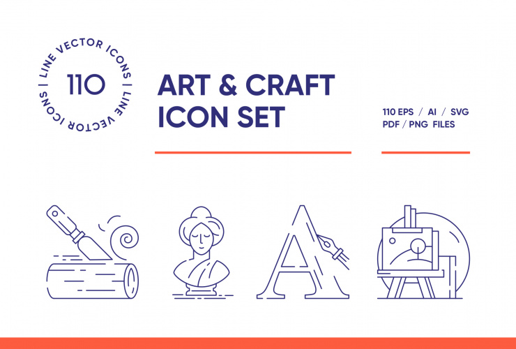 Art and Crafting – 110 Line Icons
