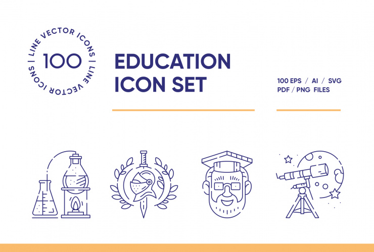 Education and Science – 100 Line Icons