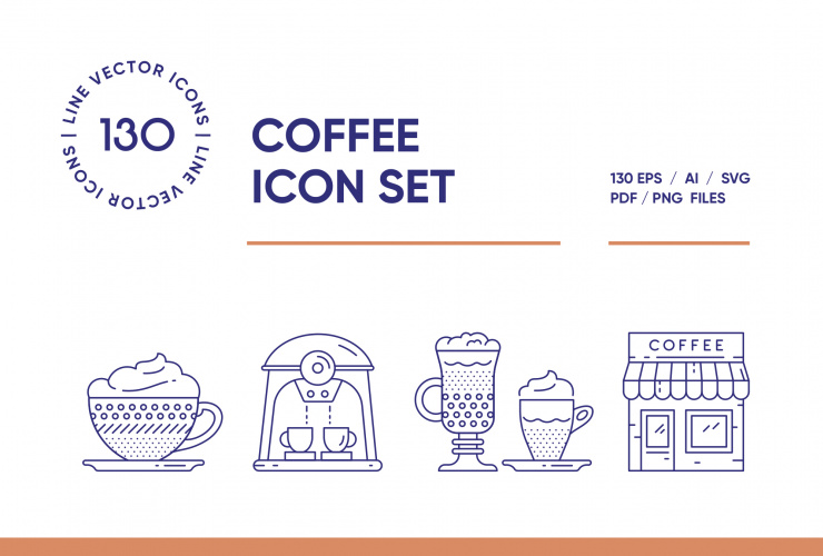 Coffee House - 130 Line Icons