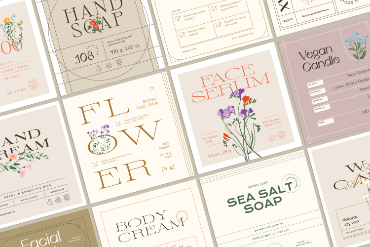 Floral Retro Label Set